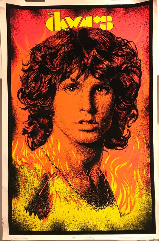 The Doors (portrait of Jim Morrison), vintage black light poster by Bob Dara, 1988 (flocked)