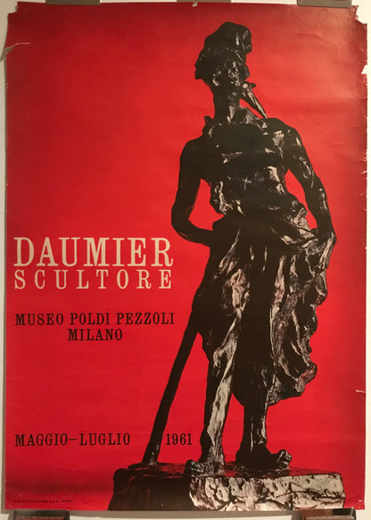 Daumier Scultore, vintage lithographic exhibition  poster, 1961