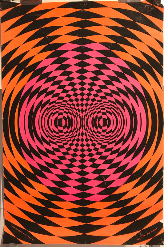 Op Eyes, vintage psychedelic black light poster, 1969