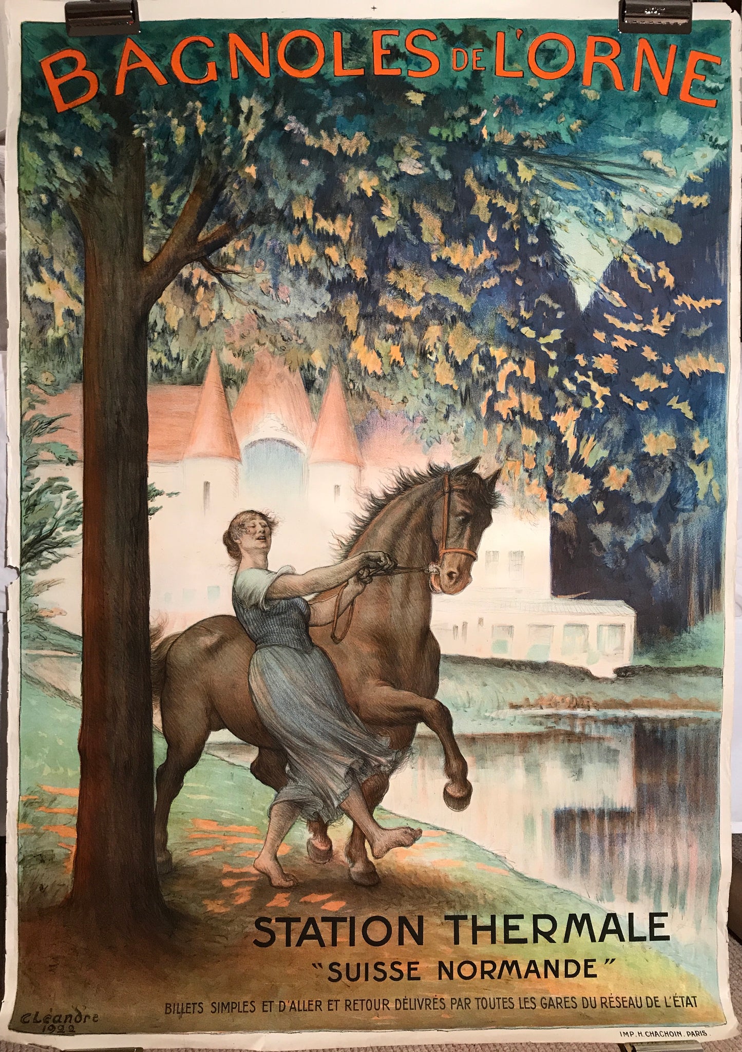 Bagnoles de l'Orne - Station Thermale "Suisse Normande", antique lithographic poster, 1922