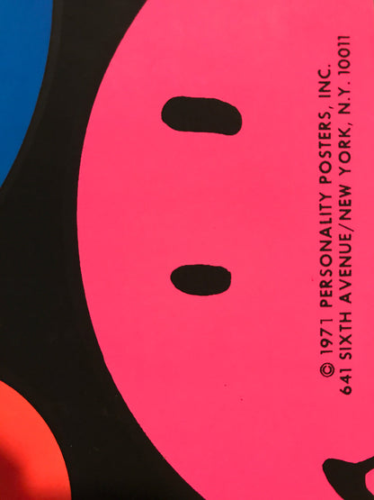 (#266) Smiles, Personality Posters, Inc. vintage silk screen blacklight poster, 1971