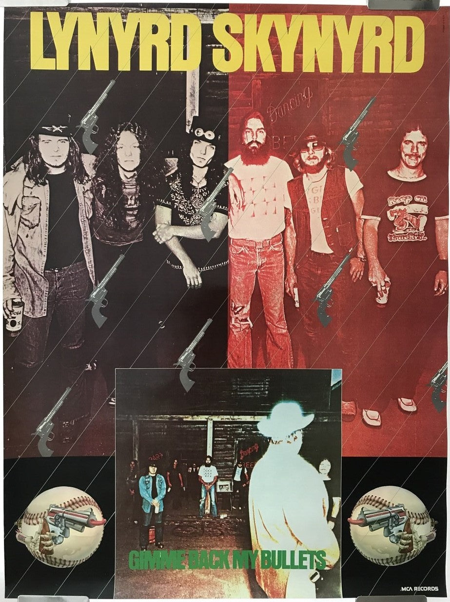 Lynyrd Skynyrd - Gimme Back My Bullets promotional music poster, 1976