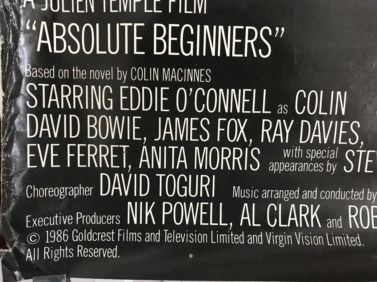 Absolute Beginners - The Musical, video rental film poster featuring David Bowie, 1986