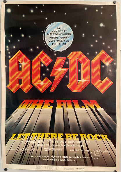 AC/DC The Film (Let There Be Rock), vintage Italian music film poster release, 1982