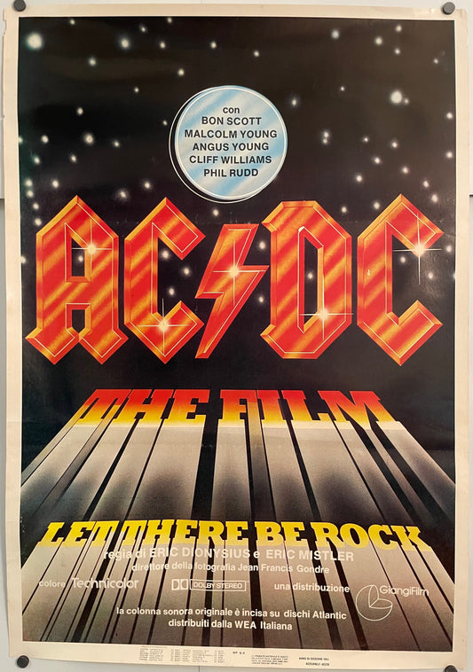 AC/DC The Film (Let There Be Rock), vintage Italian music film poster release, 1982