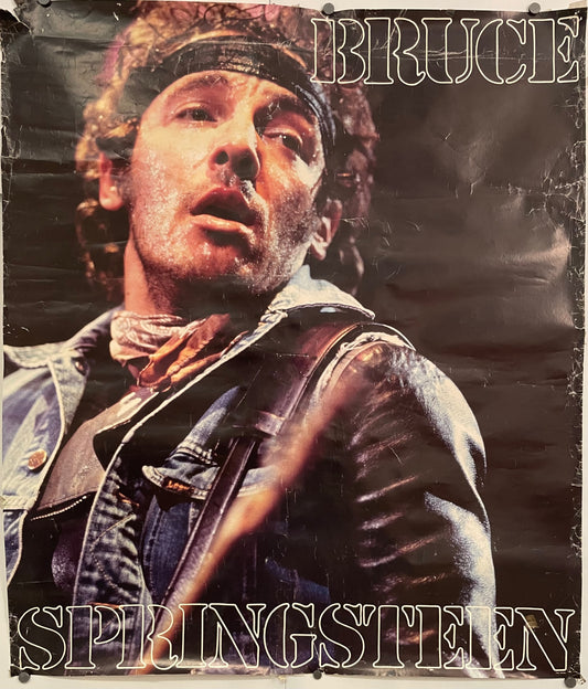 Bruce Springsteen (portrait with headband) vintage commercial off-set music poster, 1985