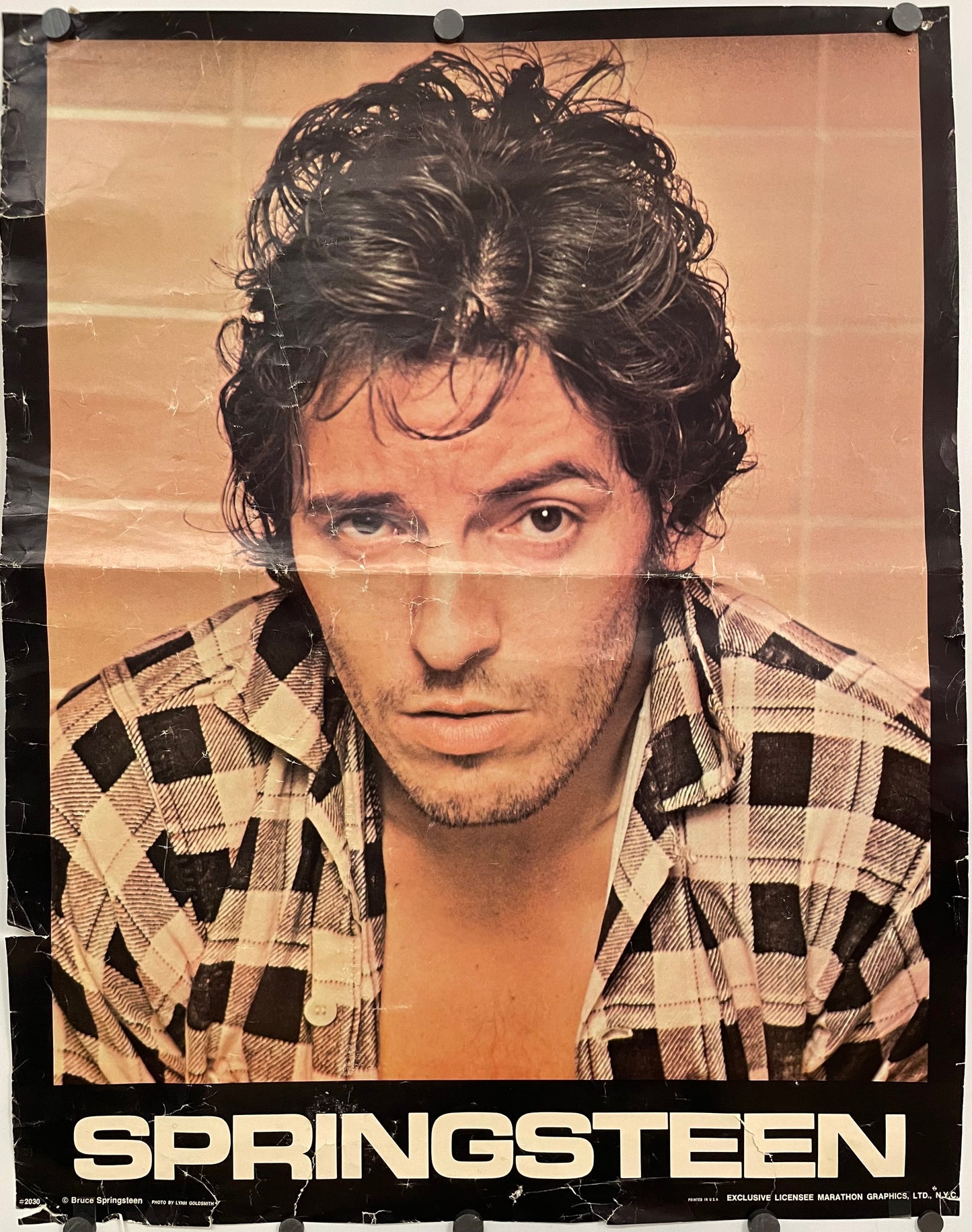 #2030 Springsteen (portrait) by Lynn Goldsmith vintage commercial off-set music poster, c.1980