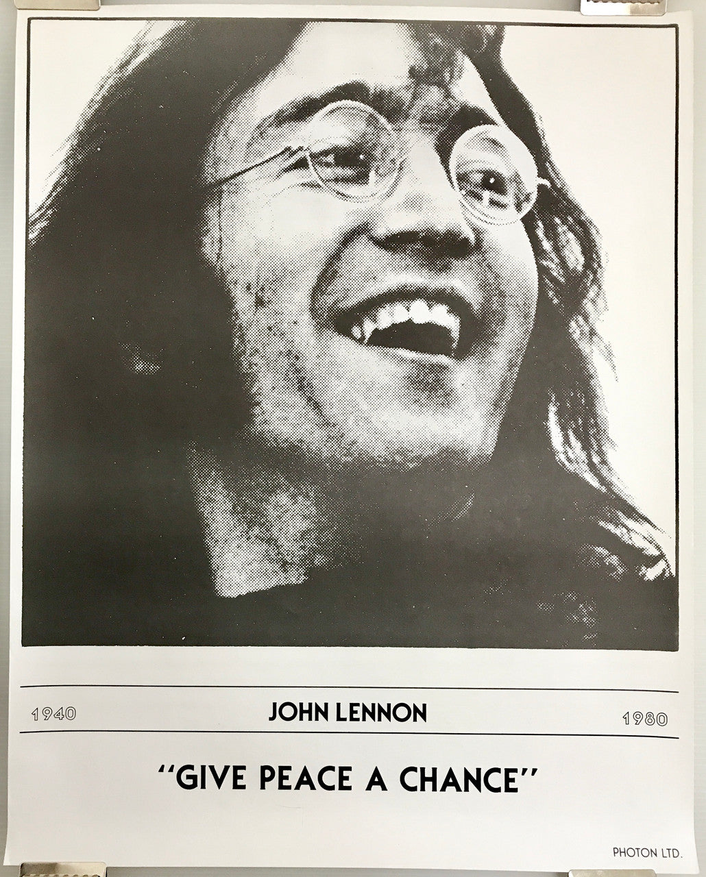 John Lennon - "Give Peace a Chance", memorial poster of The Beatles lead singer, 1980