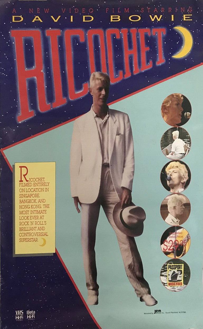 David Bowie, Ricochet, vintage video film documentary poster on the life of Rock-n-Roll Super Star, 1983