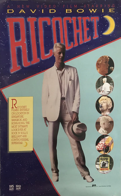 David Bowie, Ricochet, vintage video film documentary poster on the life of Rock-n-Roll Super Star, 1983