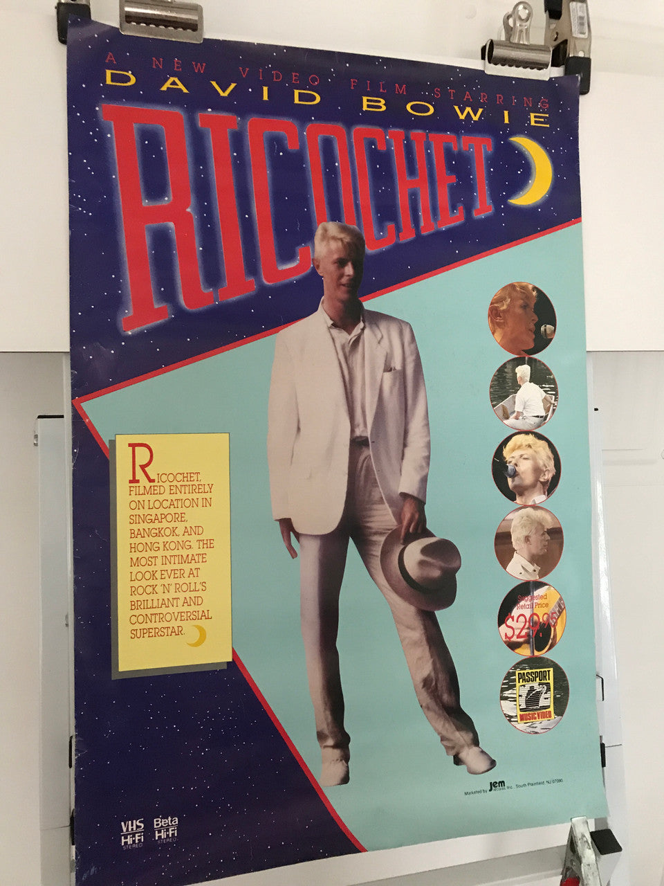 David Bowie, Ricochet, vintage video film documentary poster on the life of Rock-n-Roll Super Star, 1983