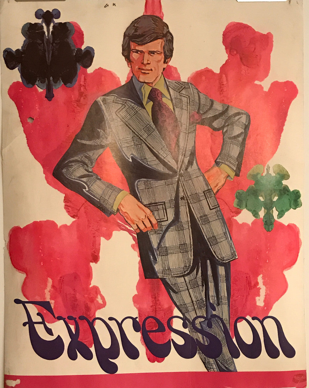 EXPRESSION, vintage and original Men's fashion advertising poster, c.1970s