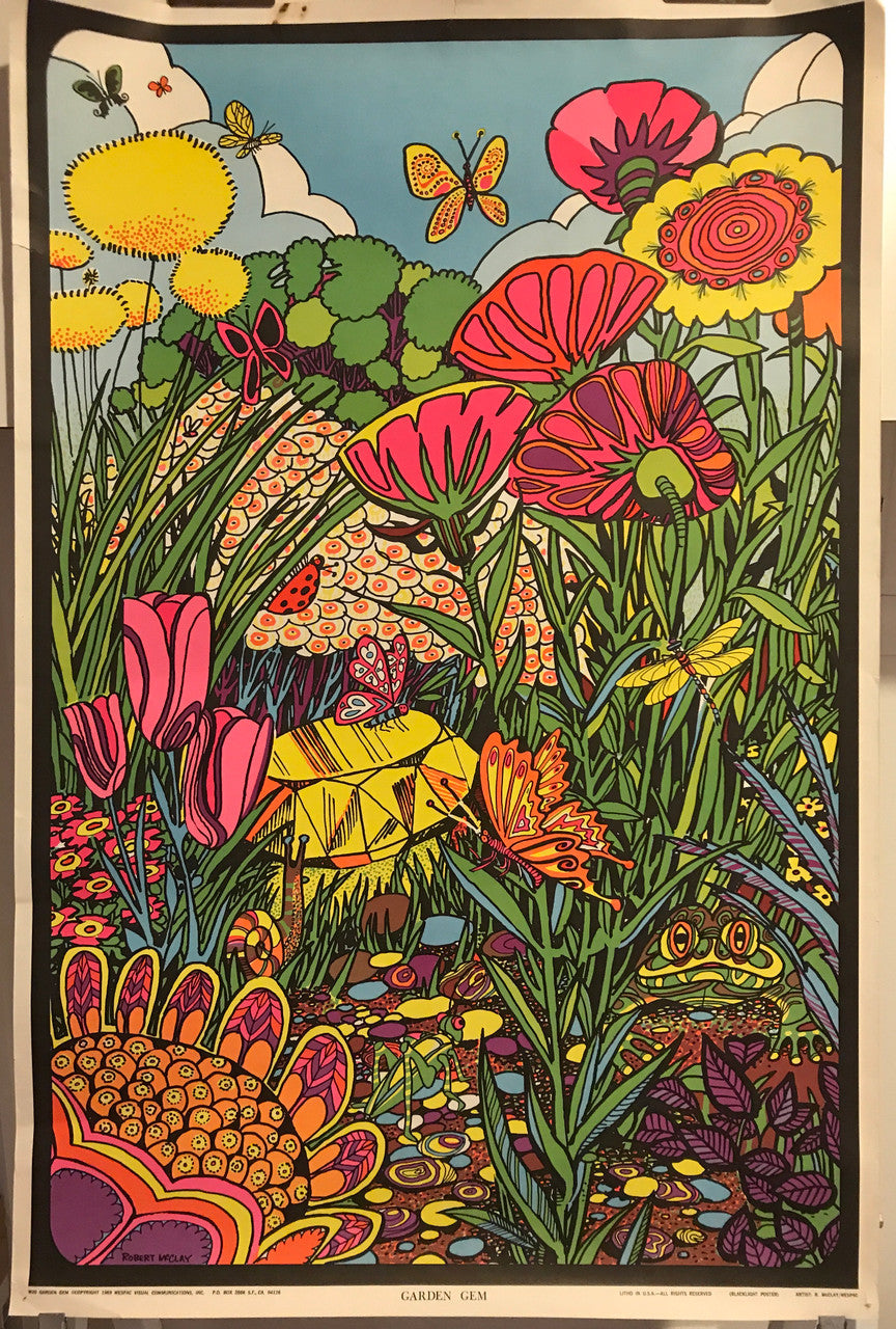 Garden Gem, vintage blacklight poster, 1969