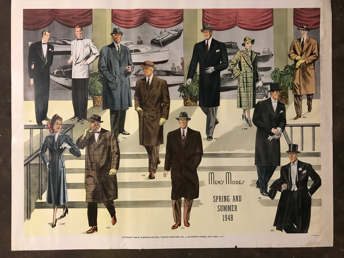 Men's Modes, Spring and Summer 1948 , antique fashion poster