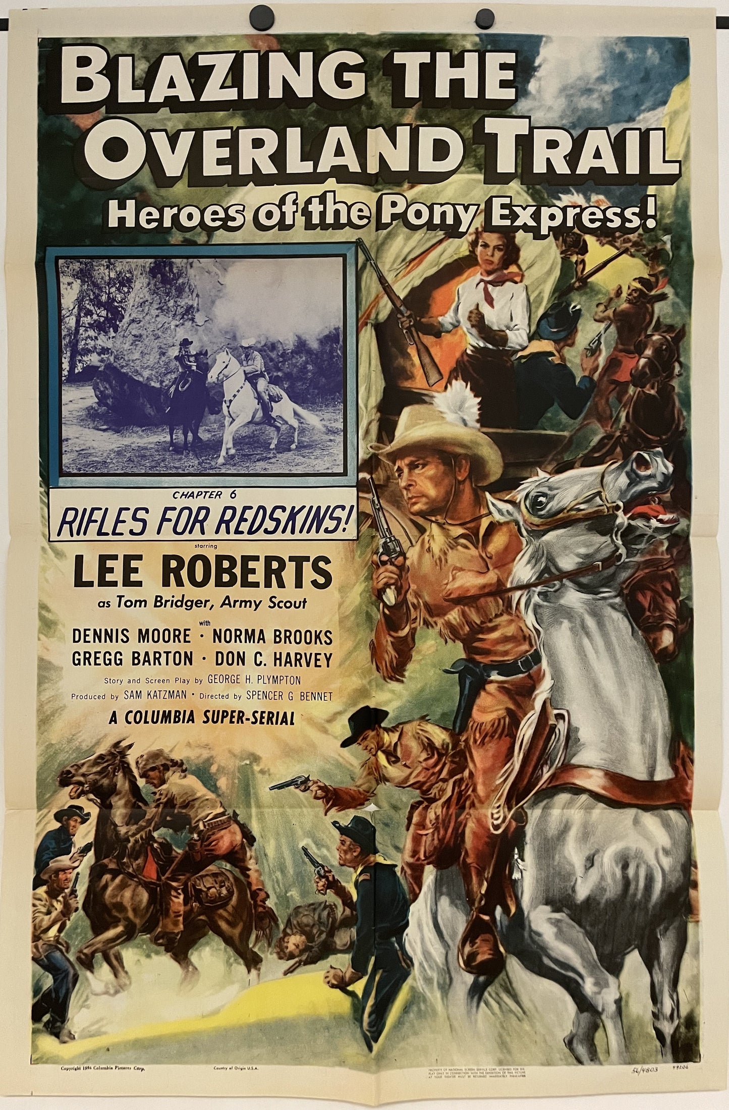 Blazing the Overland Trail, # 6 Rifles Redskins Original Vintage Theatrical Poster c. 1956