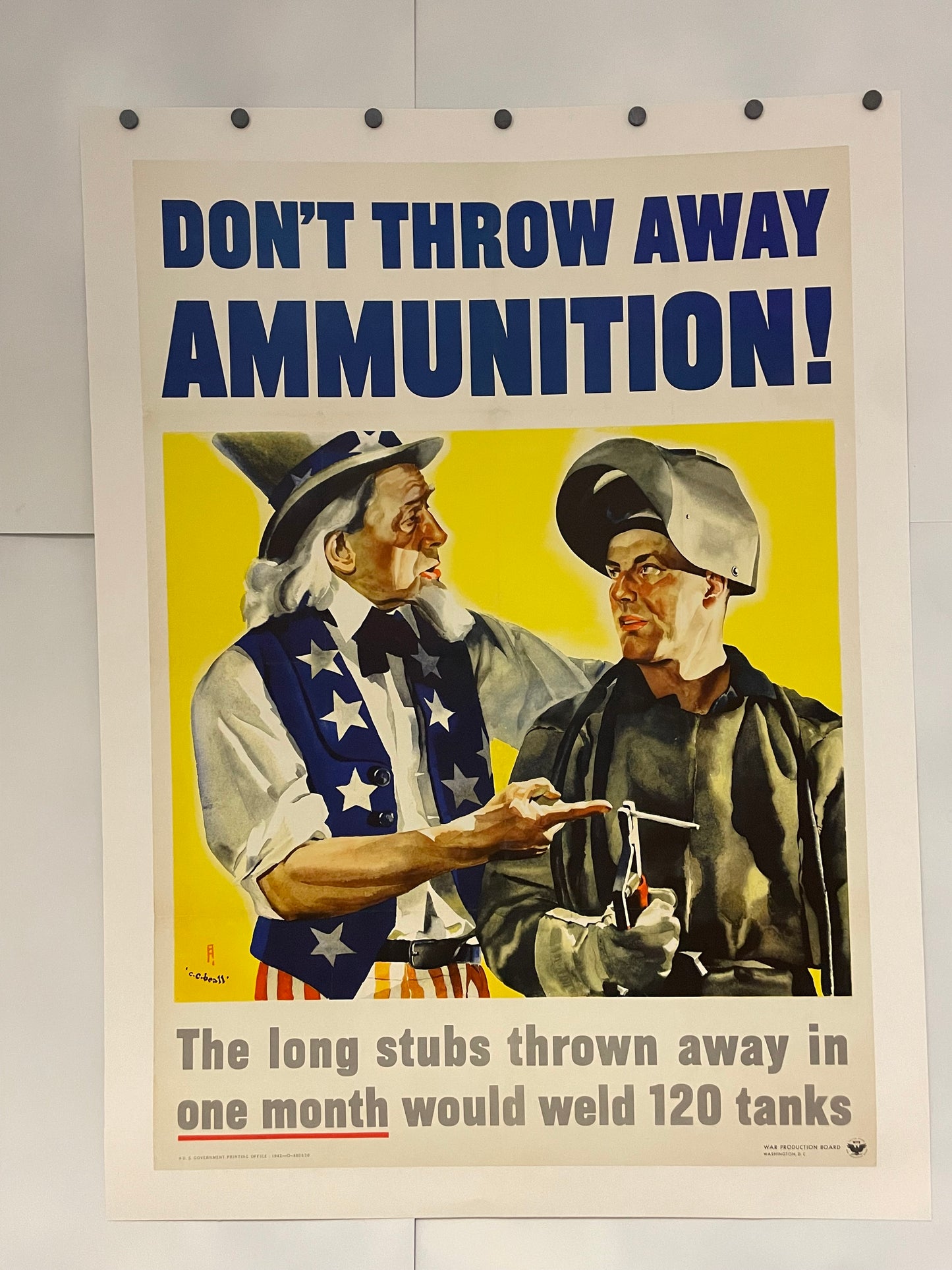 Don't Throw Away Ammunition, Vintage WWII Poster, 1942