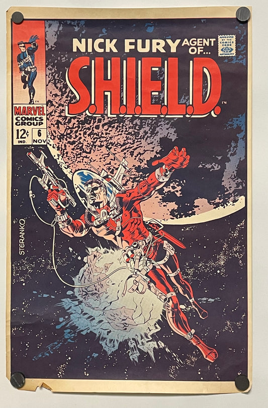 Nick Fury Agent of S.H.I.E.L.D Small Original Vintage Marvel Promo Poster c. 1970 Jim Steranko