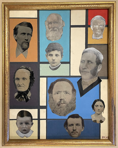 Original Tintype Collage Painting with frame, 1964