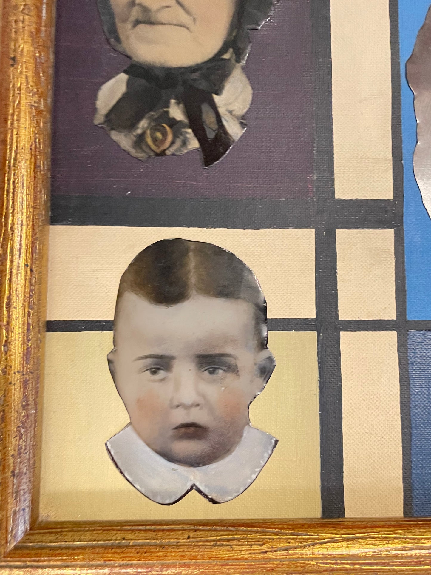 Original Tintype Collage Painting with frame, 1964