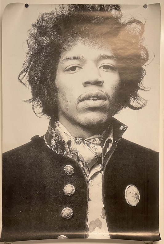 Jimi Hendrix, oversized black and white personality poster, c.1980