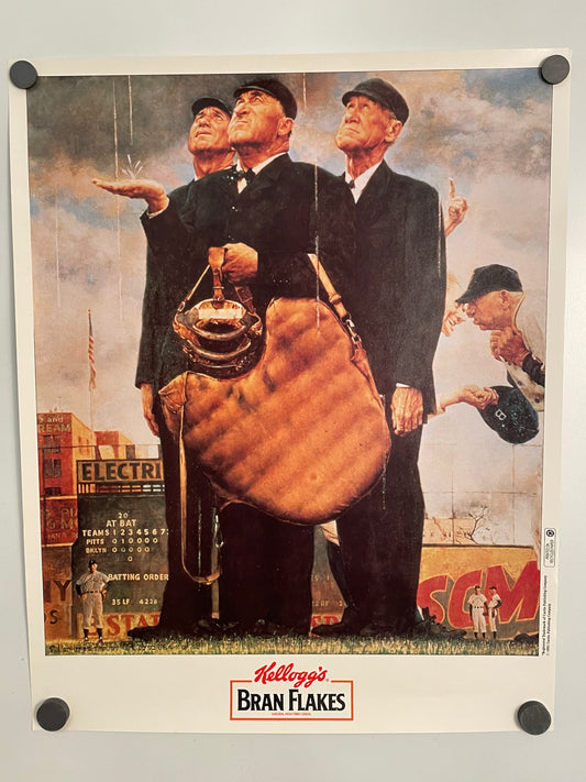 Norman Rockwell Art Poster for Kellogg's Bran Flakes 1991 Rain Delay