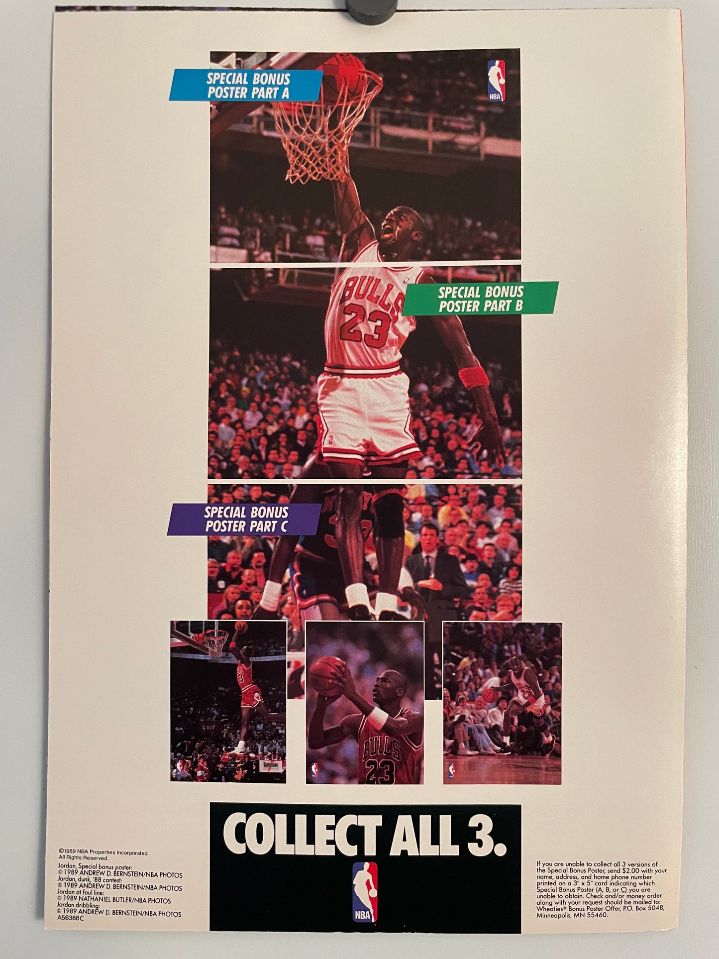 Vintage Michael Jordan Whole Grain Wheaties poster (Part A), 1989