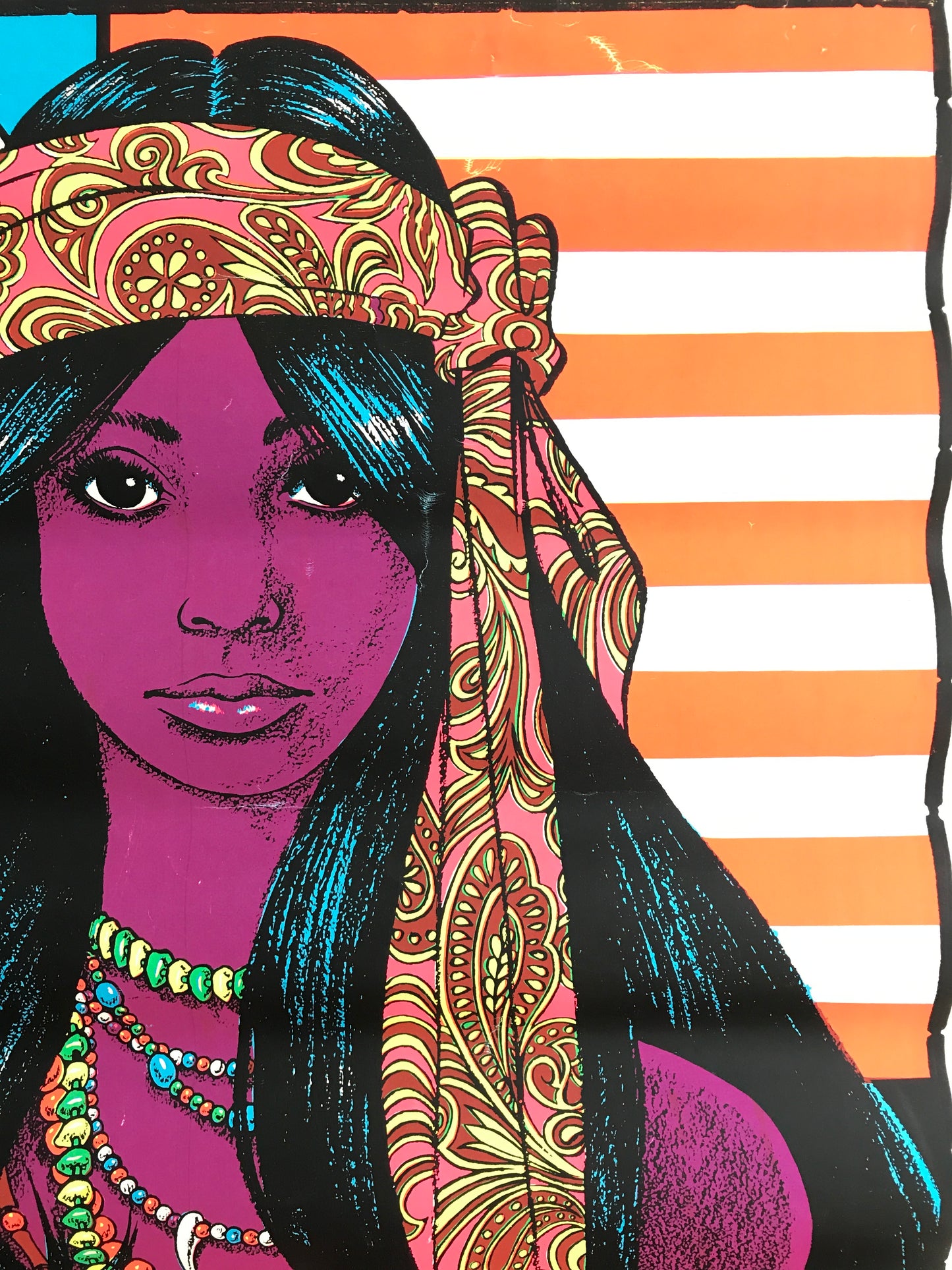 Gypsy Girl, vintage blacklight hippie poster, c.1969