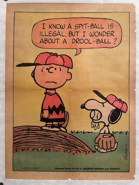 Peanuts Hang-Up No. 5: Charlie Brown and Snoopy (Drool-Ball), Original Vintage Poster, 1968 by United Feature Syndicate for Chicago Tribune