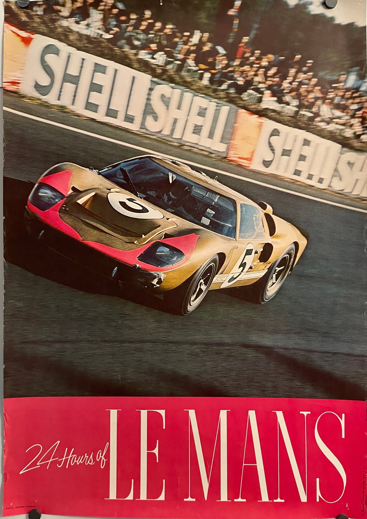 24 Hours Le Mans France, vintage race car poster, c. 1966