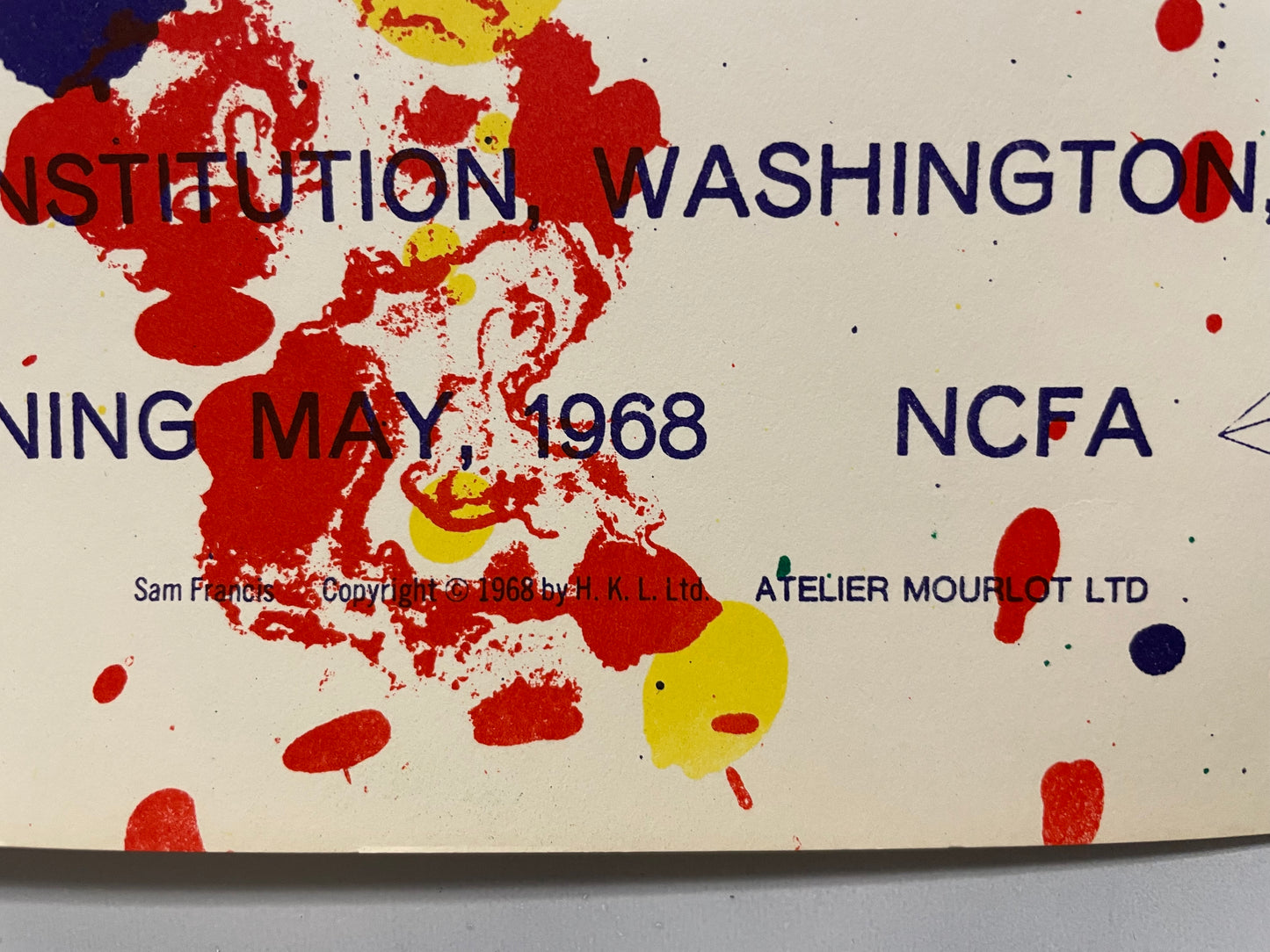 Sam Francis, Smithsonian Institution, Washington D.C., vintage lithographic exhibition poster, 1968