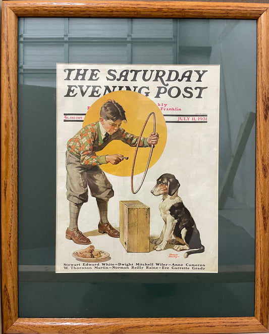 Old Dog, framed vintage Saturday Evening Post cover, July 11, 1931