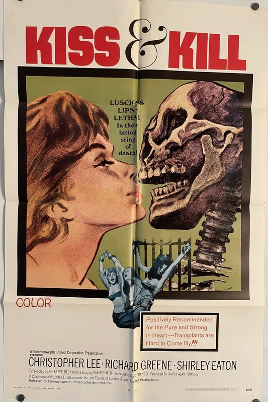 Kiss & Kill (aka Blood of Fu Manchu), vintage film poster (US 1 sheet), 1968