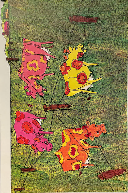 Cows in Barbed Wire Argus Communications Poster c. 1972