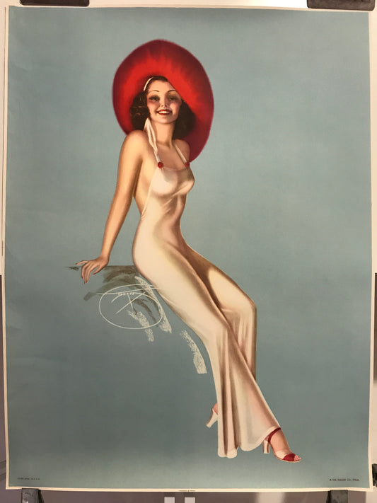 The Weiler Co. - early vintage pin up lithograph by Billy Devorss, c.1940s