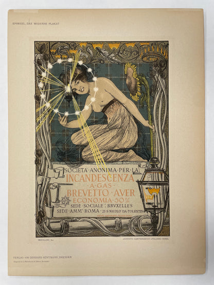 Incandescenza - a Gas - Brevetto - Aver, antique lithographic plate from Sponsel Das Moderne Plakat, 1897