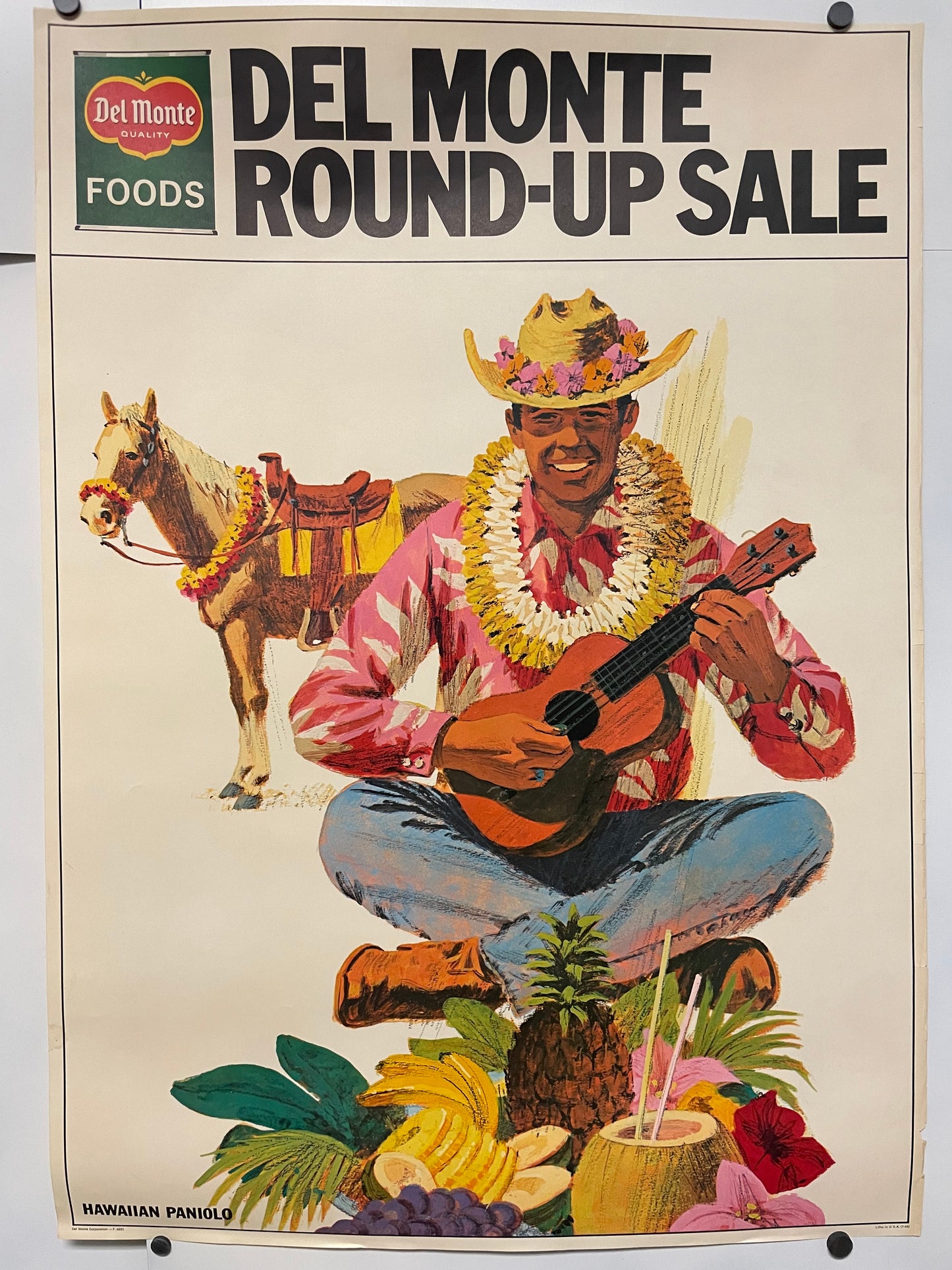 Del Monte Round-Up Sale - Hawaiian Paniolo, vintage Del Monte food advertising poster, c.1960