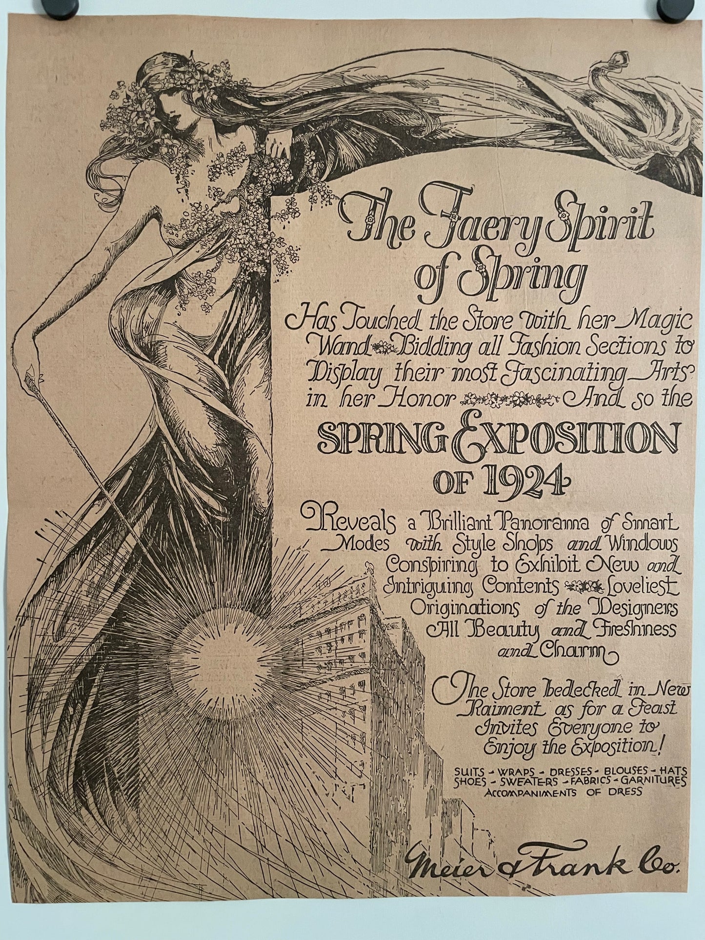 The Faery Spirit of Spring, Spring Exposition of 1924, antique The Oregon Sunday Journal ad