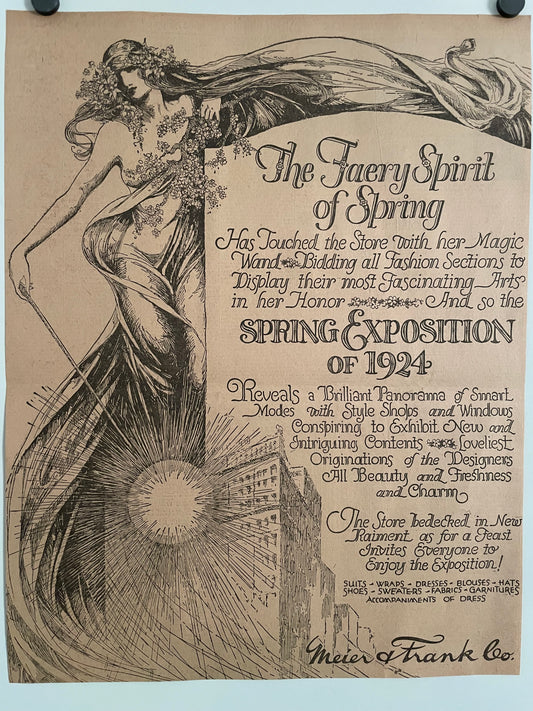 The Faery Spirit of Spring, Spring Exposition of 1924, antique The Oregon Sunday Journal ad