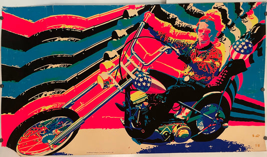 Easy Rider, vintage black light motorcycle poster, 1970