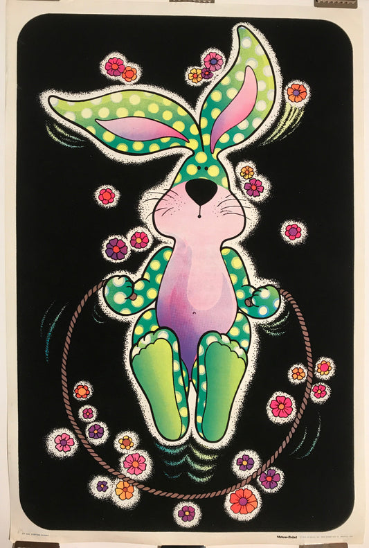 Jumping Bunny, vintage black light poster (flocked), 1976