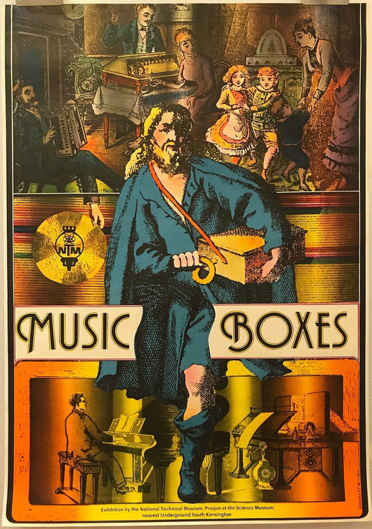 Music Boxes, Czech Museum / Art Exhibition, vintage poster, 1979