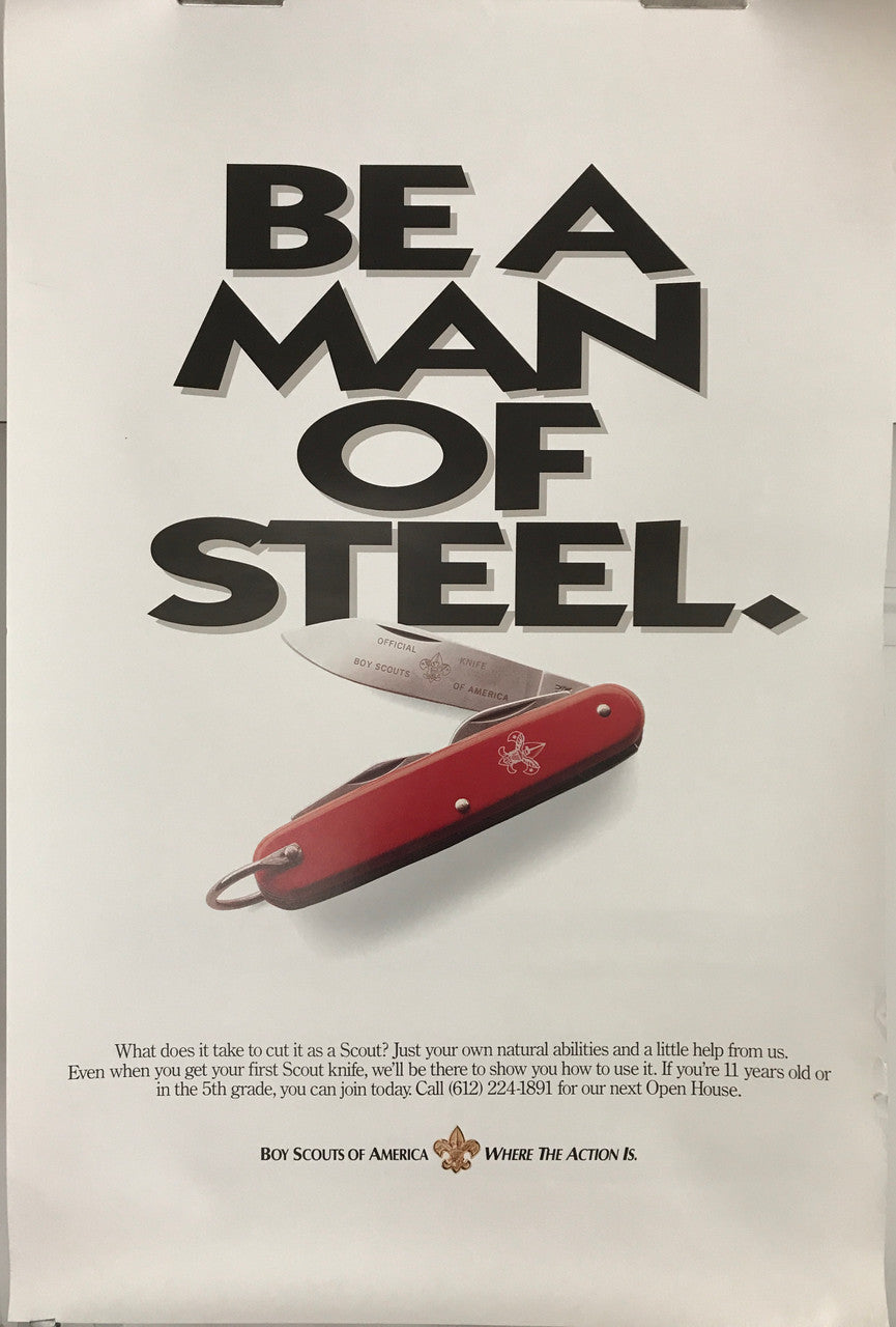 Be a Man of Steel - Boy Scouts of America, original and contemporary recruitment poster, c.2000