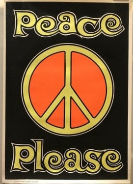 Peace Please,  vintage blacklight poster, 1969