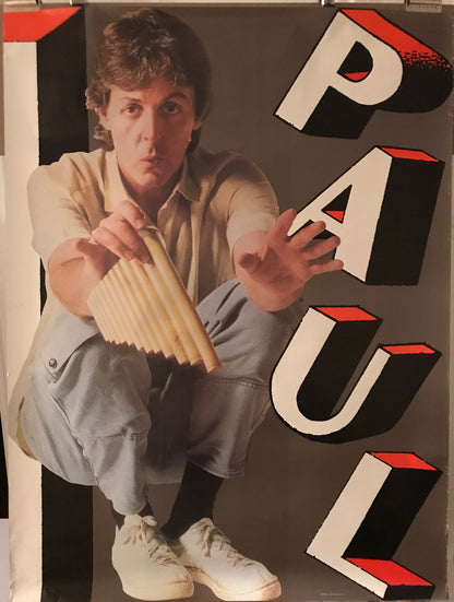 PAUL, large format promo music poster for former Beatles member Paul McCartney "Pipes of Peace" album, 1983