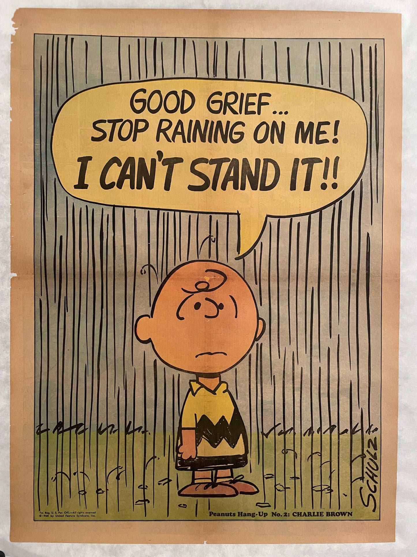 Peanuts Hang-Up No. 2: Charlie Brown (good grief), Original Vintage Poster United Feature Syndicate for Chicago Tribune, 1968