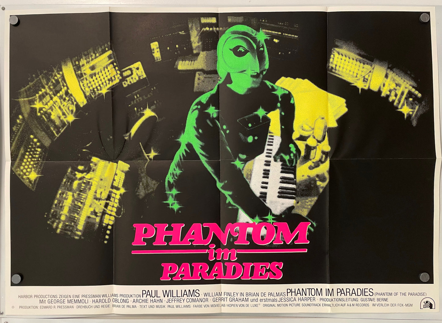 Phantom of Paradise, vintage German film poster release of Brian de Palma's classic rock musical comedy, 1975