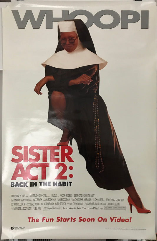 Sister Act 2: Back in the Habit - original and vintage home video release poster, 1993