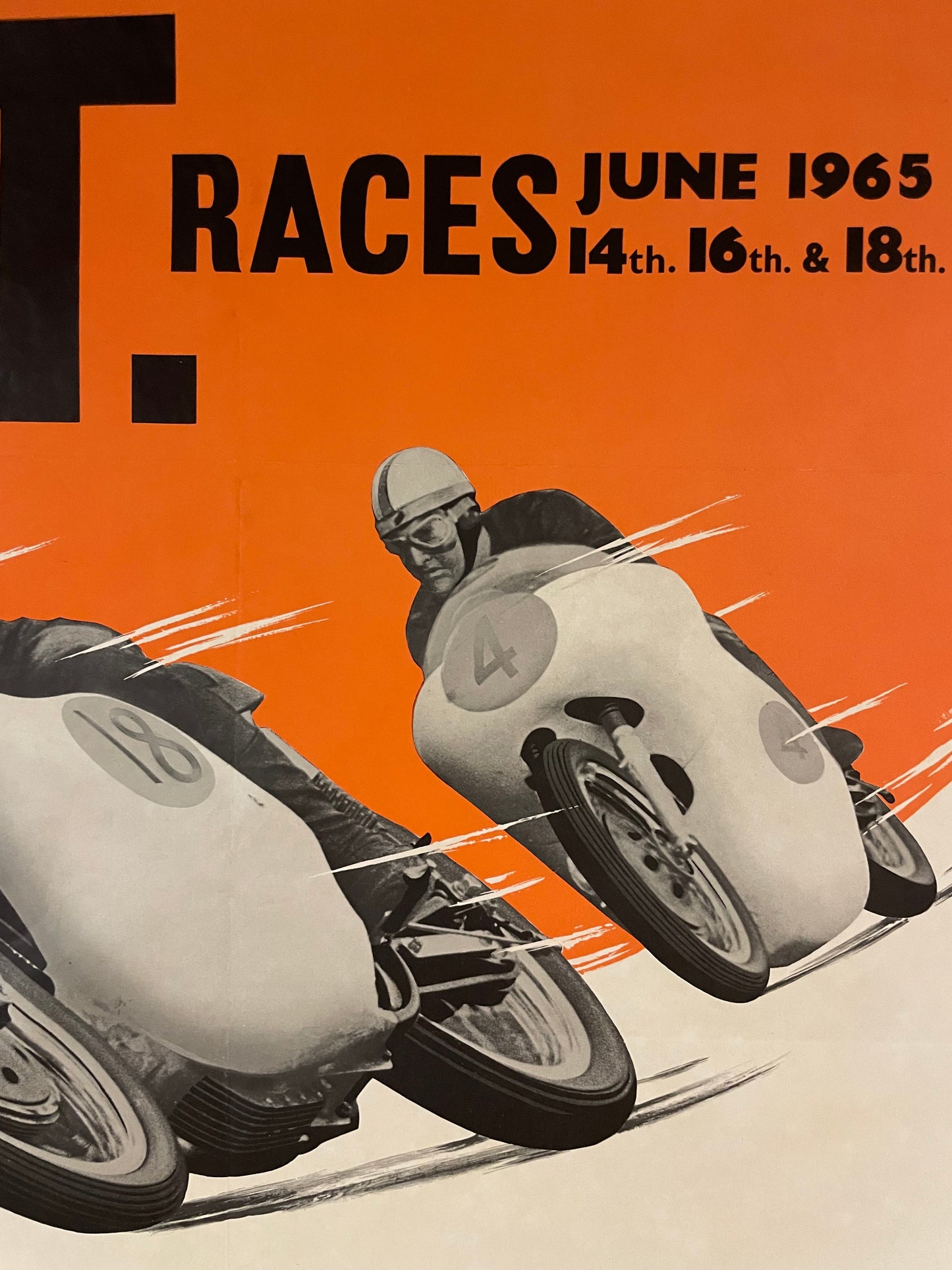 T.T. Races, June 1965, Isle of Man, vintage motorcycle racing poster