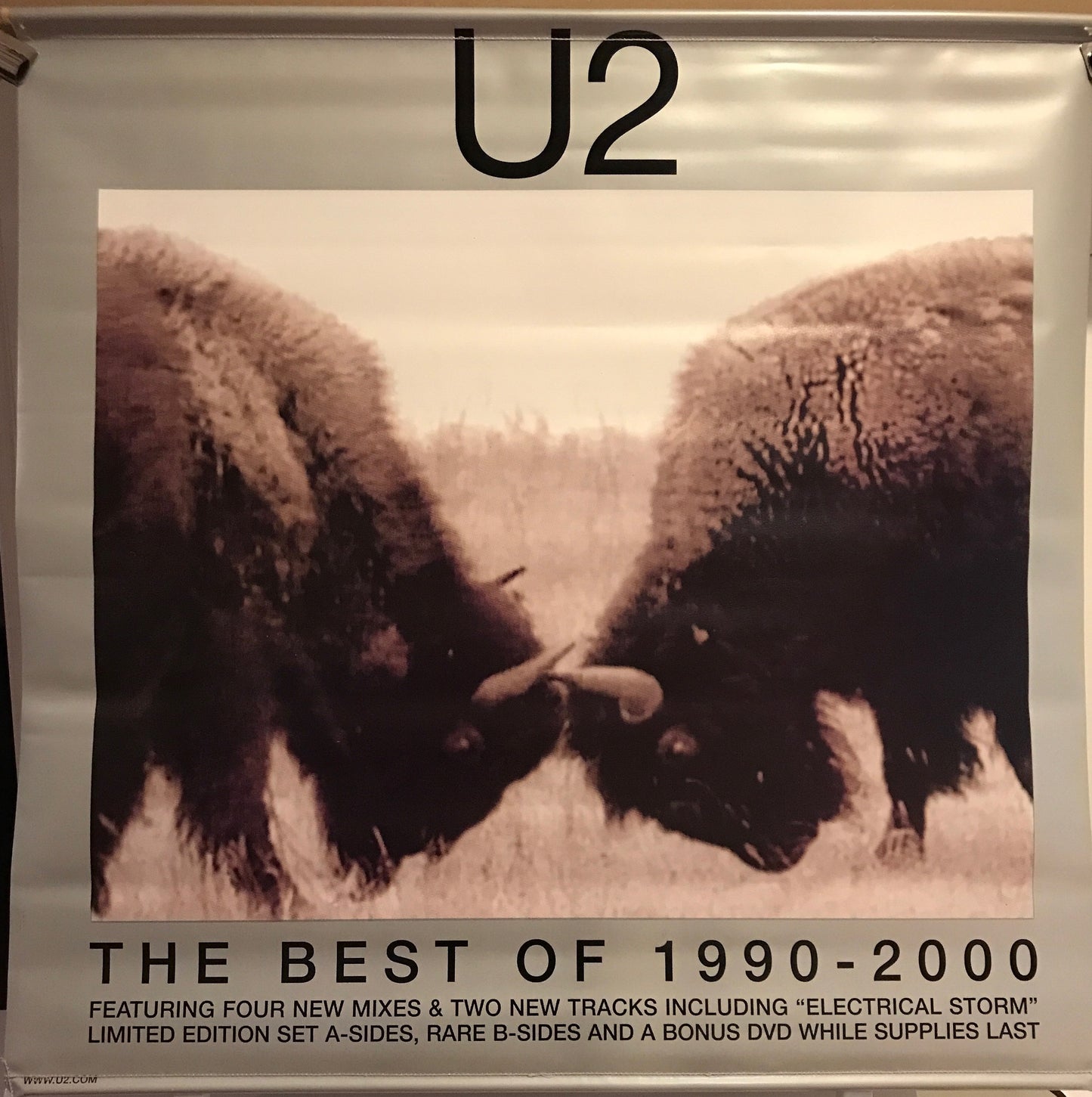 U2 The Best of 1990 - 2000 (vinyl promo banner / double sided)