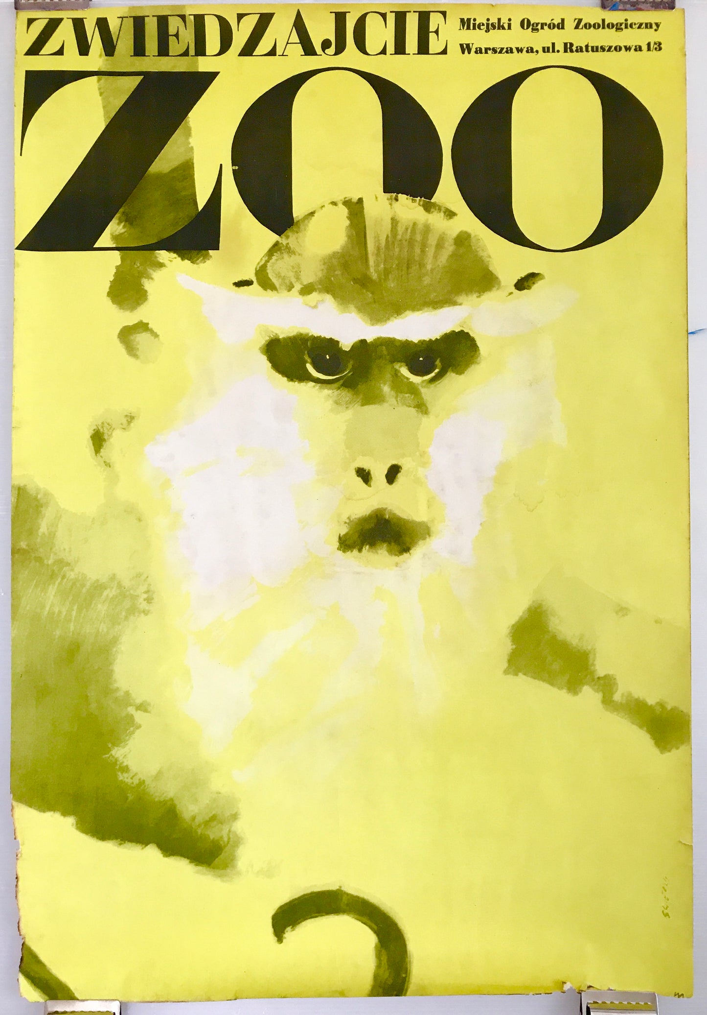 Zwiedzajcie ZOO,  vintage Polish lithographic poster by Waldemar Swierzy, 1967